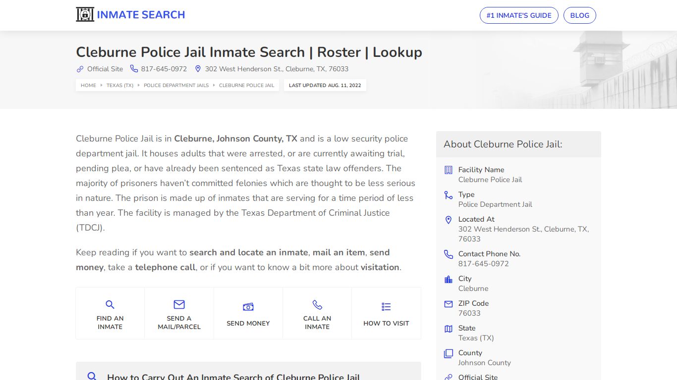 Cleburne Police Jail Inmate Search | Roster | Lookup
