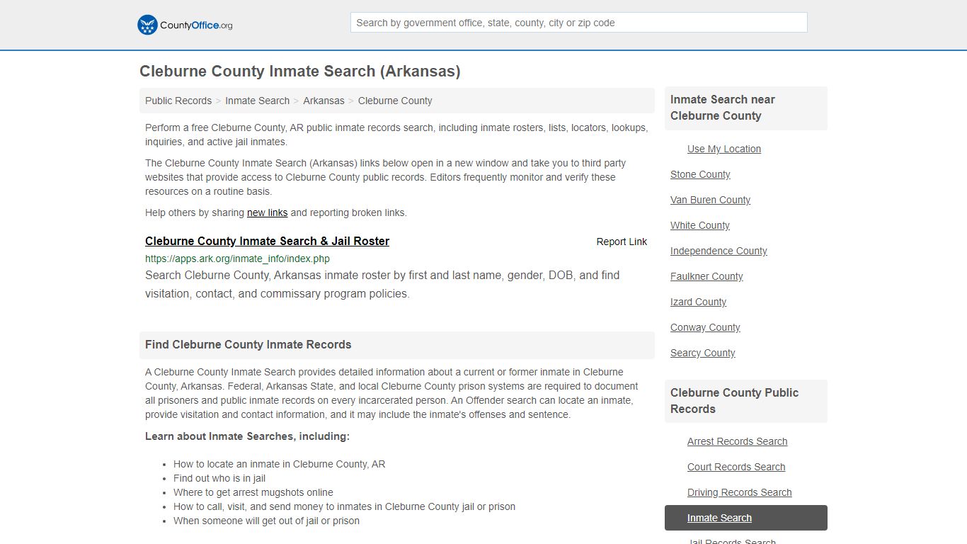 Inmate Search - Cleburne County, AR (Inmate Rosters ...